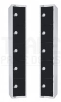 Standard Locker | 5 Doors | 1800 x 300 x 300mm | Black