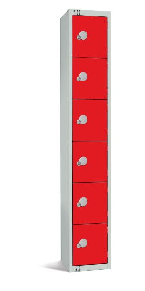 Standard Locker | 6 Doors | 1800 x 300 x 300mm | Red