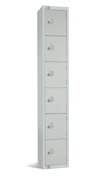 Standard Locker | 6 Doors | 1800 x 300 x 300mm | Mid Grey