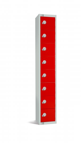 Standard Locker | 8 Doors | 1800 x 300 x 300mm | Red