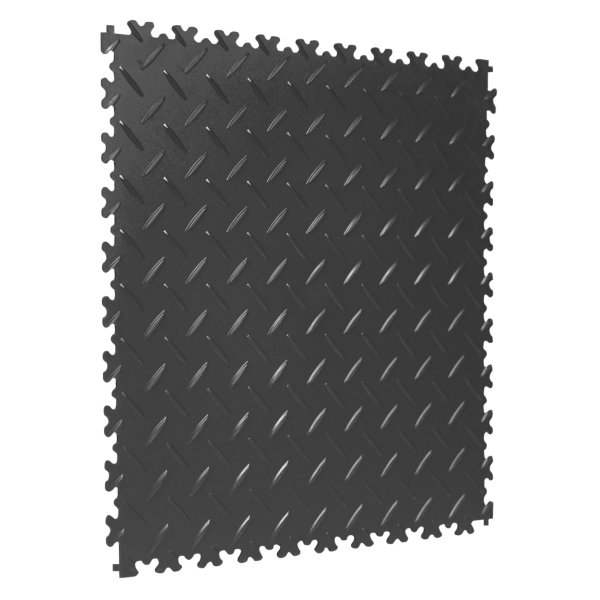Interlocking Gym Floor Tiles | 1m² | 4 Tiles | Chequered | Dark Grey | 7mm Thick