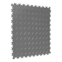 Interlocking Gym Floor Tiles | 1m² | 4 Tiles | Chequered | Light Grey | 7mm Thick
