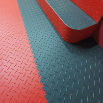 Interlocking Gym Floor Tiles | 1m² | 4 Tiles | Chequered | Red | 7mm Thick