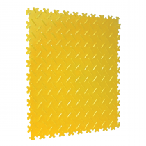Interlocking Gym Floor Tiles | 1m² | 4 Tiles | Chequered | Yellow | 7mm Thick