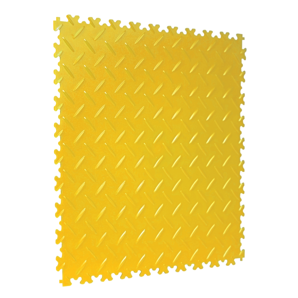 Interlocking Gym Floor Tiles | 1m² | 4 Tiles | Chequered | Yellow | 7mm Thick