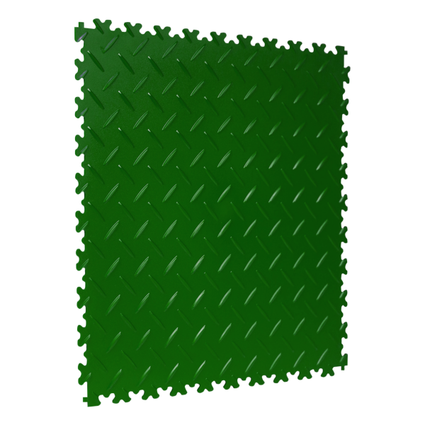 Interlocking Gym Floor Tiles | 1m² | 4 Tiles | Chequered | Green | 7mm Thick