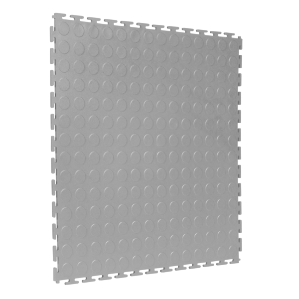 Interlocking Gym Floor Tiles | 1m² | 4 Tiles | Studded | Light Grey | 7mm Thick
