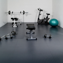 Interlocking Gym Floor Tiles | 1m² | 4 Tiles | Studded | Black | 7mm Thick