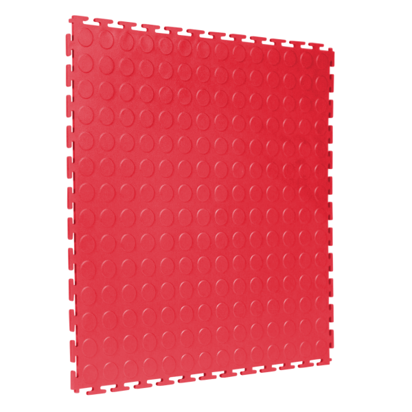 Interlocking Gym Floor Tiles | 1m² | 4 Tiles | Studded | Red | 7mm Thick
