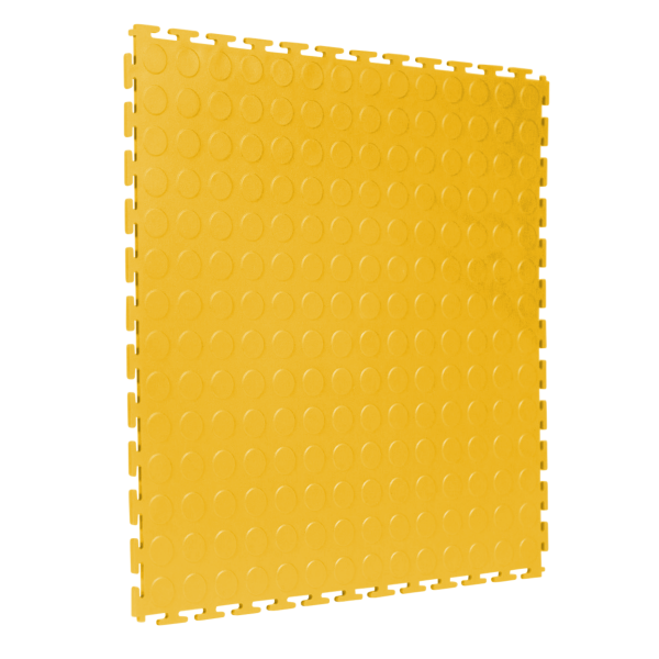 Interlocking Gym Floor Tiles | 1m² | 4 Tiles | Studded | Yellow | 7mm Thick
