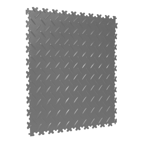 Interlocking Gym Floor Tiles | 1m² | 4 Tiles | Chequered | Light Grey | 5mm Thick