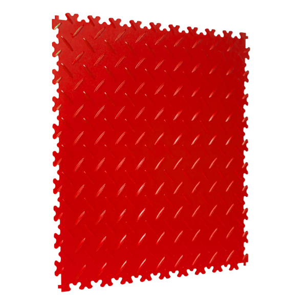 Interlocking Gym Floor Tiles | 1m² | 4 Tiles | Chequered | Red | 5mm Thick