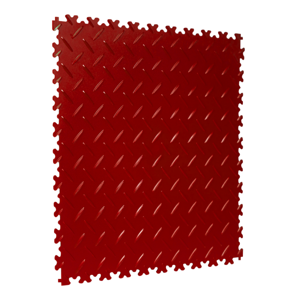 Interlocking Gym Floor Tiles | 1m² | 4 Tiles | Chequered | Maroon | 5mm Thick