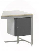 KD Steel Workbench | Dark Grey Triple Drawer Unit L/H | Dark Grey Small Cupboard R/H |1500w | Max Load 300KG | Redditek