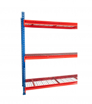 TS Longspan Racking | Extension Bay | 2492 x 1283 x 471mm | Mesh Shelves | 3 Levels | 350kg Max Weight per Shelf