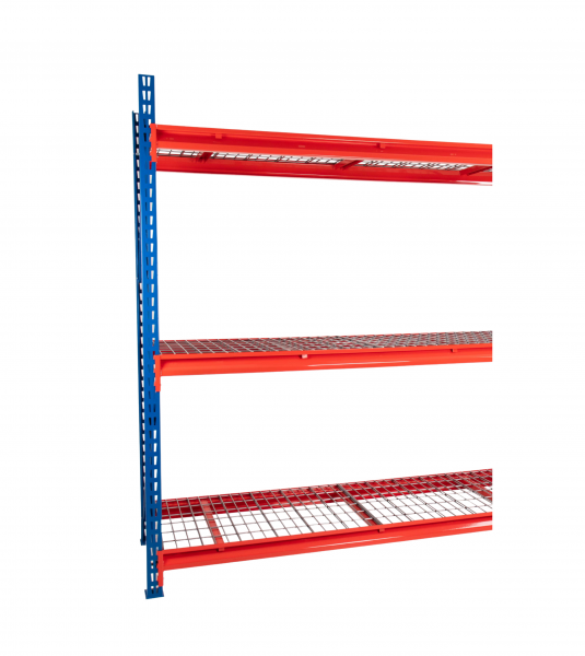 TS Longspan Racking | Extension Bay | 2492 x 2502 x 471mm | Mesh Shelves | 3 Levels | 600kg Max Weight per Shelf