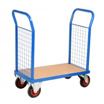 Small Deck Platform Truck | Double Mesh End | 850 x 500mm | Solid Rubber Tyres | Max Load 500KG | Loadtek