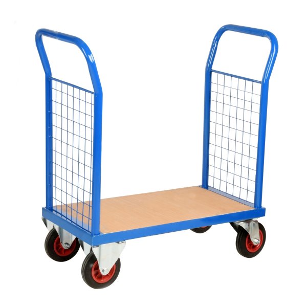 Small Deck Platform Truck | Double Mesh End | 850 x 500mm | Non-marking Tyres | Max Load 500KG | Loadtek