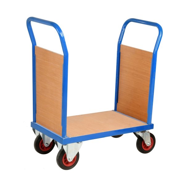 Small Deck Platform Truck | Double Plywood End | 850 x 500mm | Non-marking Tyres | Max Load 500KG | Loadtek